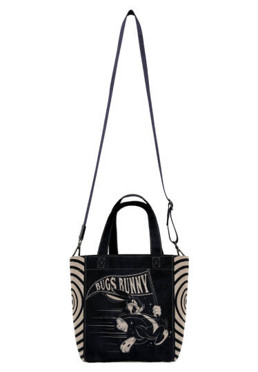 Kadın Vegan Siyah Large Tote Bag - Warner Bros Whats Up, Bag! Tasarım (1)