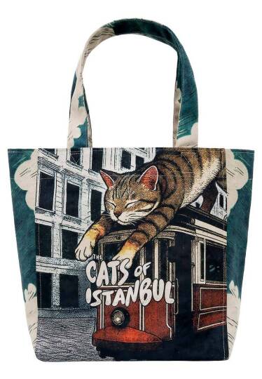 Kadın Vegan Turkuaz Large Tote Bag - Tram Nap Tasarım - 2