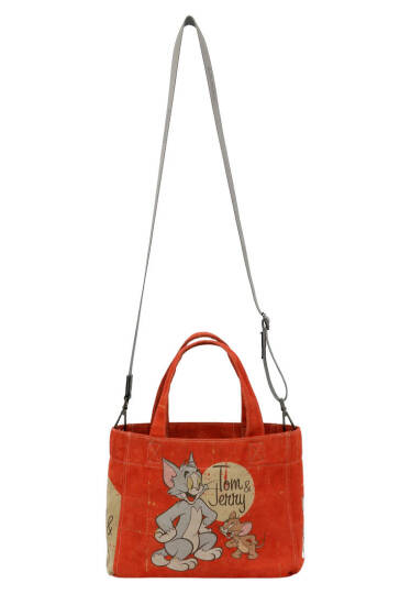 Kadın Vegan Turuncu Medium Tote Bag - Warner Bros Tom & Jerry Tasarım - 5