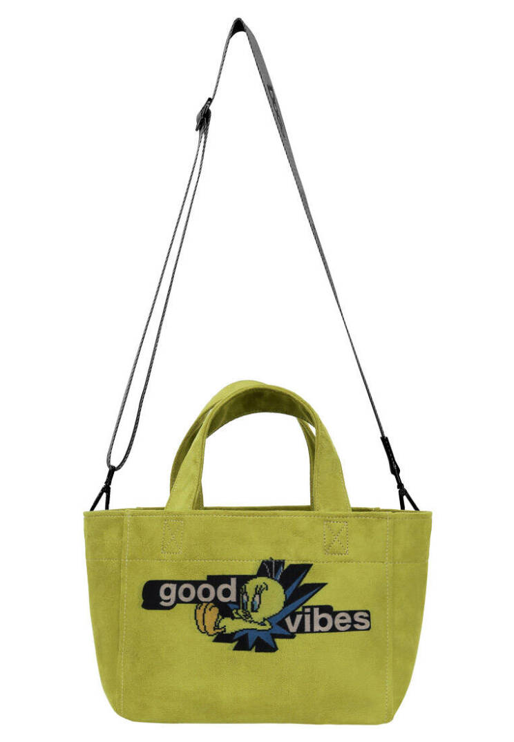 Kadın Vegan Sarı Medium Tote Bag - Warner Bros Tweety Good Vibes Only Tasarım - 3