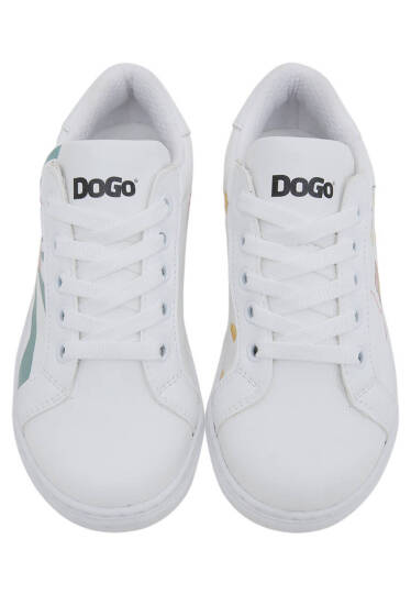 Unisex Kids Vegan Leather White Sneakers - Mission Cheese Possible - 2