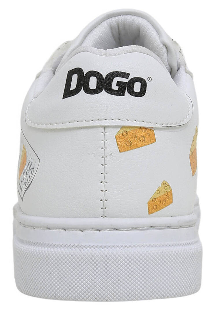 Unisex Kids Vegan Leather White Sneakers - Mission Cheese Possible - 8