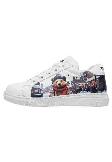 Unisex Kids Vegan Leather White Sneakers - Mr Bear