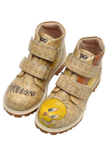 Kids Vegan Leather Yellow Daily Boots - Warner Bros Tweety Moods