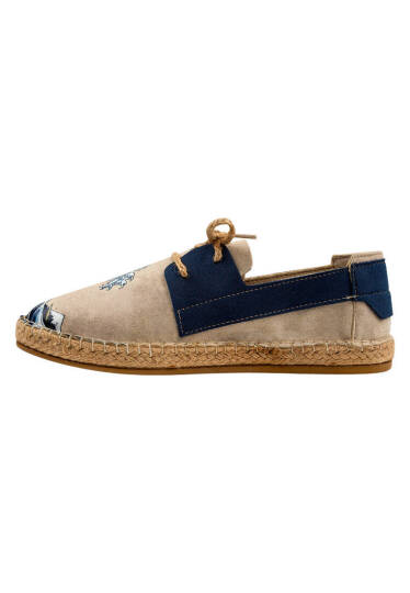 Men Vegan Cream Lace-Up Espadrilles - Japanese Waves - 6