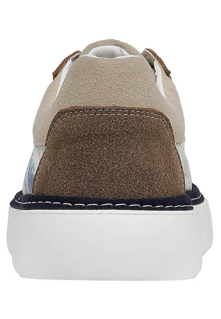 Men Vegan Leather Beige Sneakers - Japanese Waves - 5