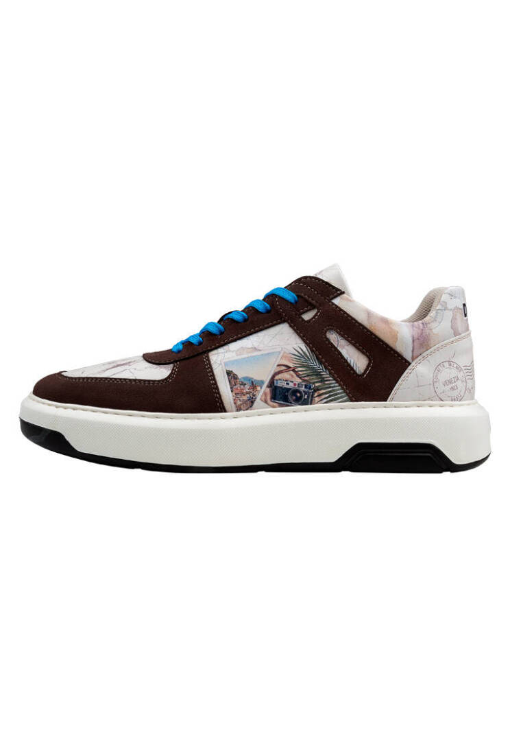 Men Vegan Leather Cream Sneakers - Ink and Pictures - 4