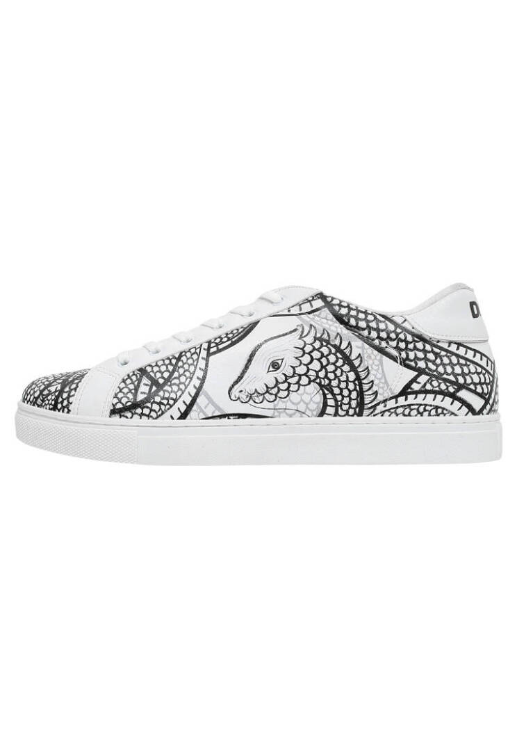Men Vegan Leather White Casual Sneakers - The Power Of The Dragon - 4