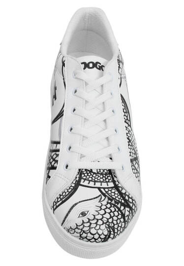 Men Vegan Leather White Casual Sneakers - The Power Of The Dragon - 7