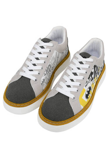 Men Vegan Leather White Sneakers - Warner Bros Batman Collage Tasarım - 2