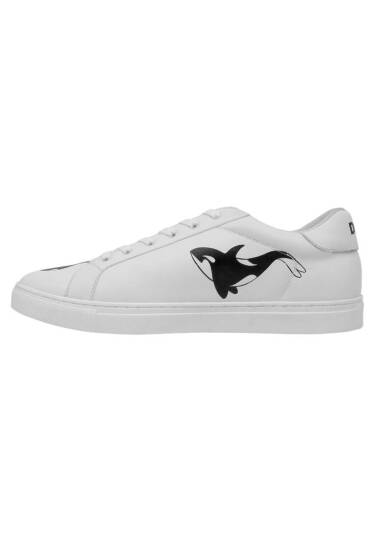 Men Vegan Leather White Sneakers - Flowing Orca - 3