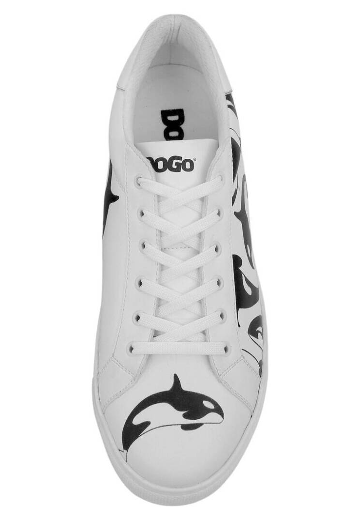 Men Vegan Leather White Sneakers - Flowing Orca - 4