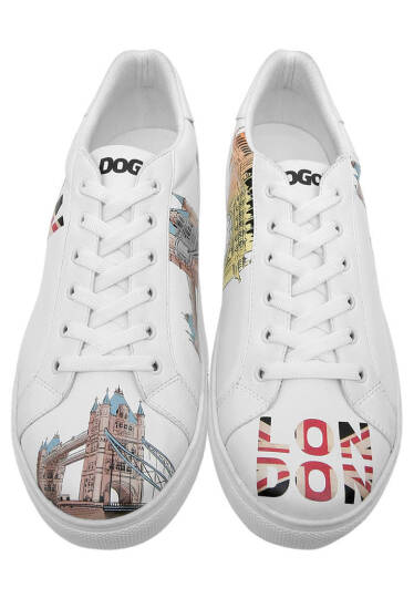 Men Vegan Leather White Sneakers - Its the Time for London