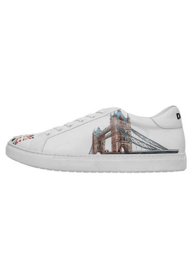 Men Vegan Leather White Sneakers - Its the Time for London - 3