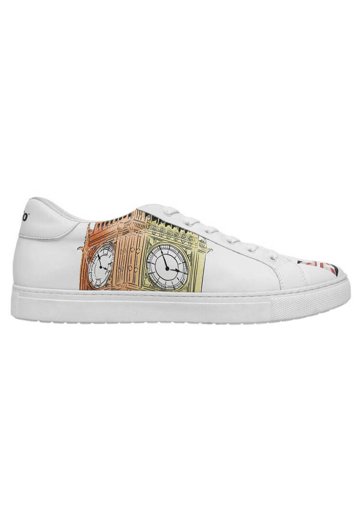 Men Vegan Leather White Sneakers - Its the Time for London - 4