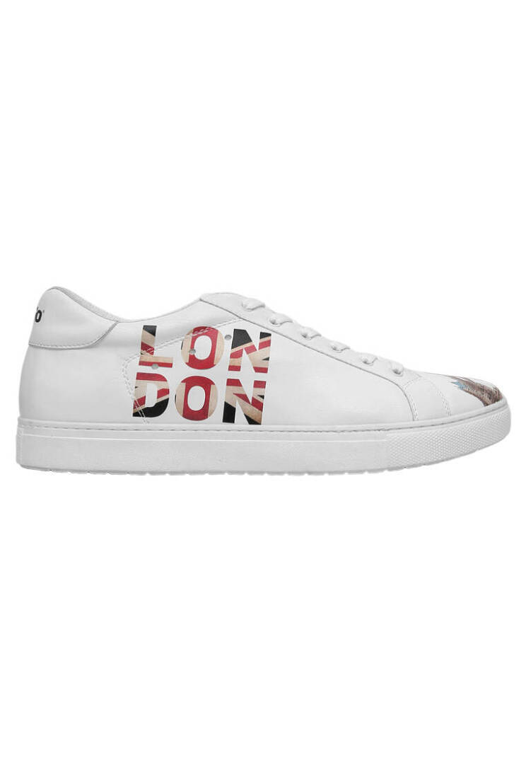 Men Vegan Leather White Sneakers - Its the Time for London - 6