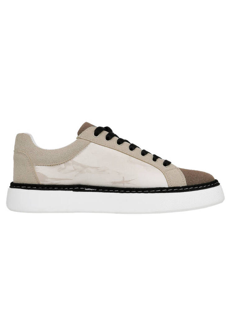 Men Vegan Leather White Sneakers - Japanese in Red - 3