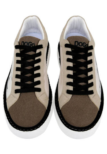 Men Vegan Leather White Sneakers - Japanese in Red - 4