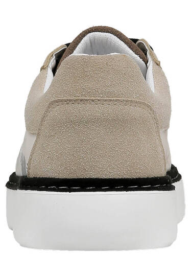 Men Vegan Leather White Sneakers - Japanese in Red - 5
