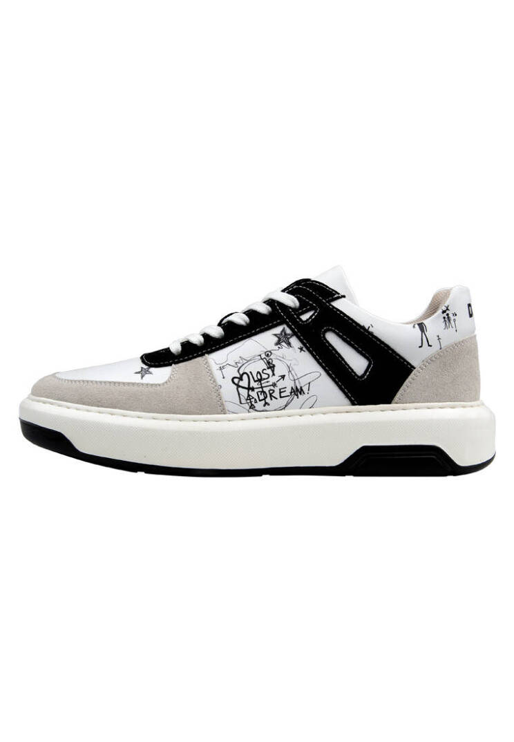 Men Vegan Leather White Sneakers - Lost Dream - 1