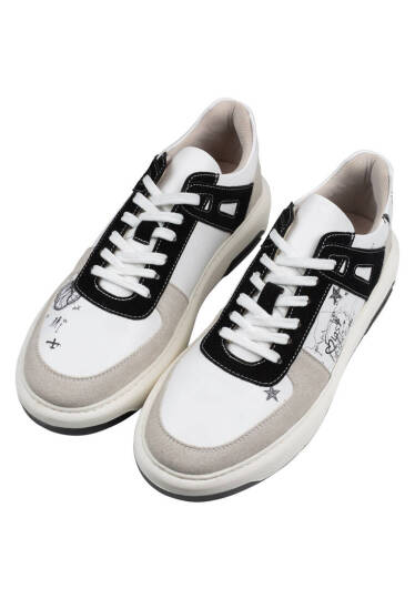 Men Vegan Leather White Sneakers - Lost Dream - 2