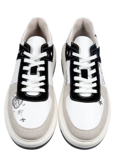 Men Vegan Leather White Sneakers - Lost Dream - 3