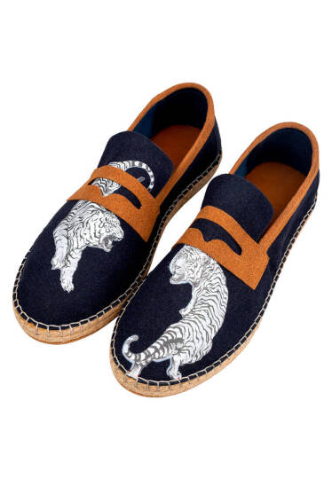 Men Vegan Navy Espadrilles - Uptown Tigers Navy