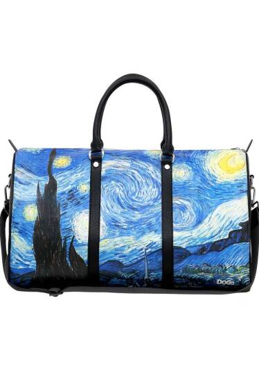 Унисекс Разноцветная Дорожная Сумка из Веганской Кожи - Vincent van Gogh Starry Night - 4