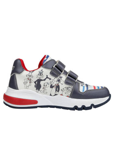 Unisex Çocuk Vegan Deri Cırt Cırtlı Lacivert Sneakers - Warner Bros Marine Tunes Looney Tunes Tasarım - 3