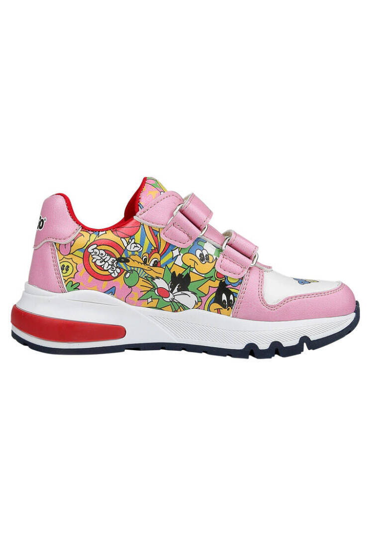 Unisex Çocuk Vegan Deri Cırt Cırtlı Pembe Sneakers - Warner Bros Seriously Looney Tunes Tasarım - 3