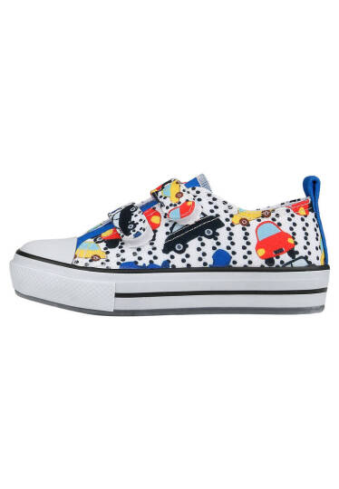 Unisex Çocuk Vegan Işıklı Cırt Cırtlı Beyaz Sneakers - Just Go Somewhere Tasarım