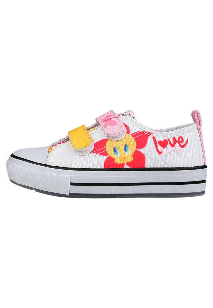 Unisex Çocuk Vegan Işıklı Cırt Cırtlı Beyaz Sneakers - Warner Bros Looney Tunes Love Tweety Tasarım - 2