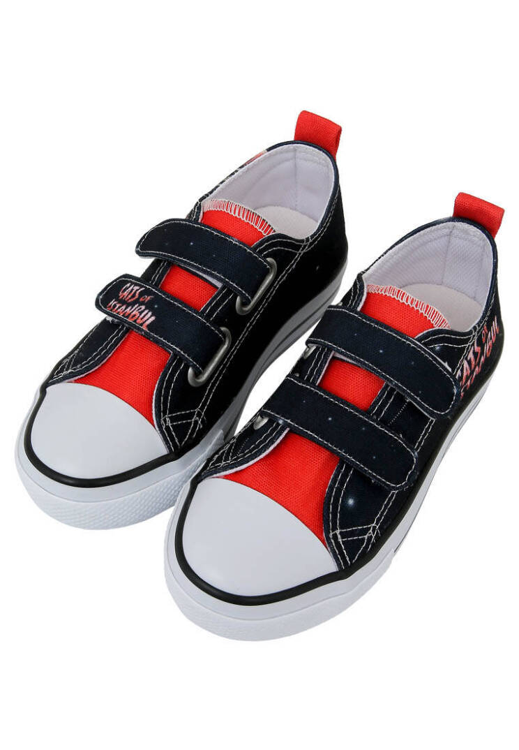 Unisex Çocuk Vegan Işıklı Cırt Cırtlı Siyah Sneakers - Paws on Taksim Tasarım - 2