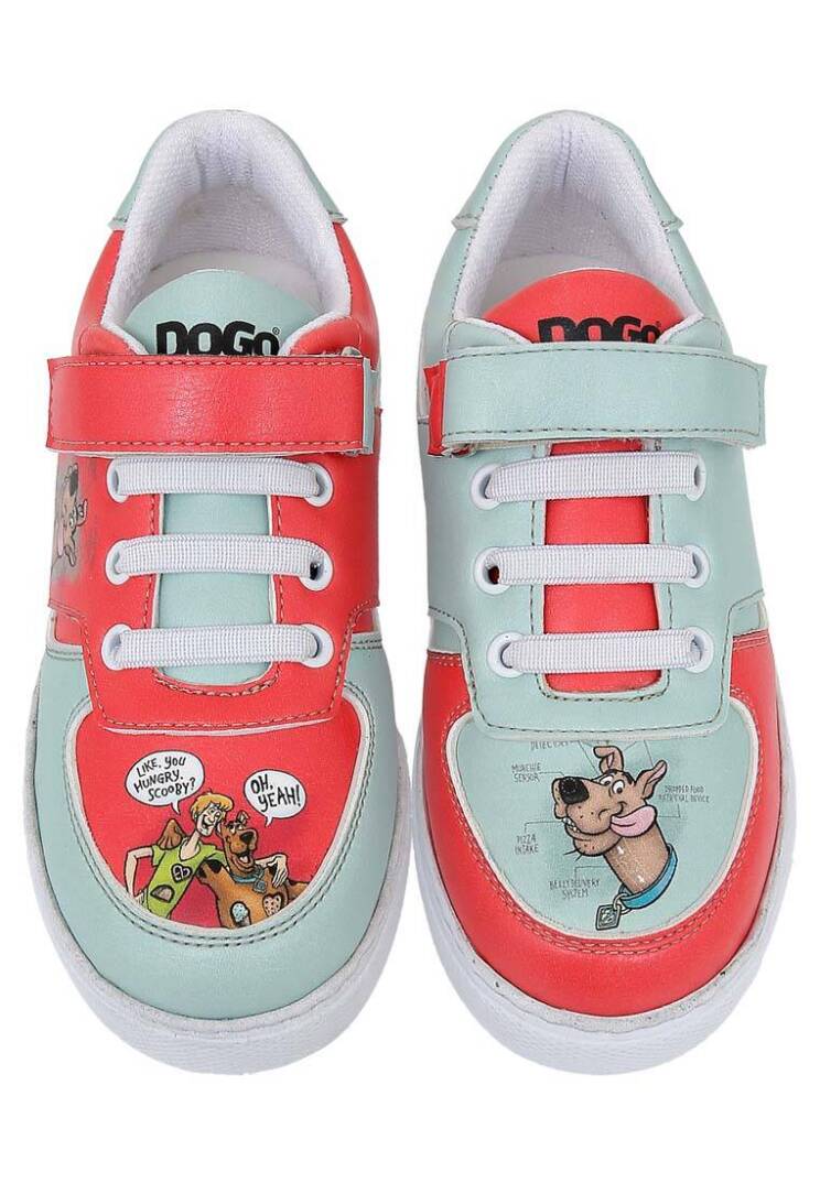 Unisex Kids' Vegan Leather Velcro Multicolor Sneakers - Warner Bros Hungry Doo Scooby Doo Design - 3