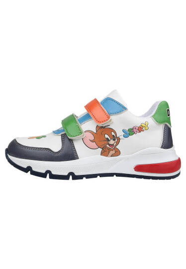 Unisex Kids Vegan Leather Velcro Multicolor Sneakers - Warner Bros Looney Tunes Catch Me Tom&Jerry