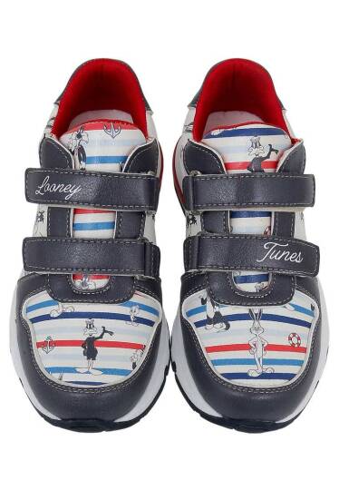 Unisex Kids Vegan Leather Velcro Navy Sneakers - Warner Bros Marine Tunes Looney Tunes - 4