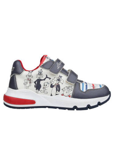 Unisex Kids Vegan Leather Velcro Navy Sneakers - Warner Bros Marine Tunes Looney Tunes - 7