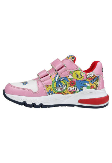 Unisex Kids Vegan Leather Velcro Pink Sneakers - Warner Bros Seriously Looney Tunes - 6