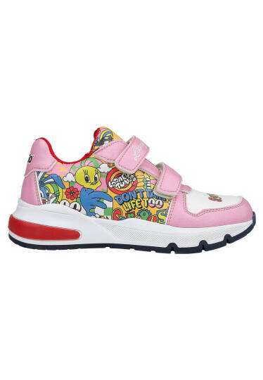 Unisex Kids Vegan Leather Velcro Pink Sneakers - Warner Bros Seriously Looney Tunes - 7