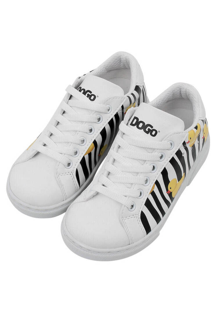 Unisex Kids Vegan Leather White Sneakers - Ducky - 2