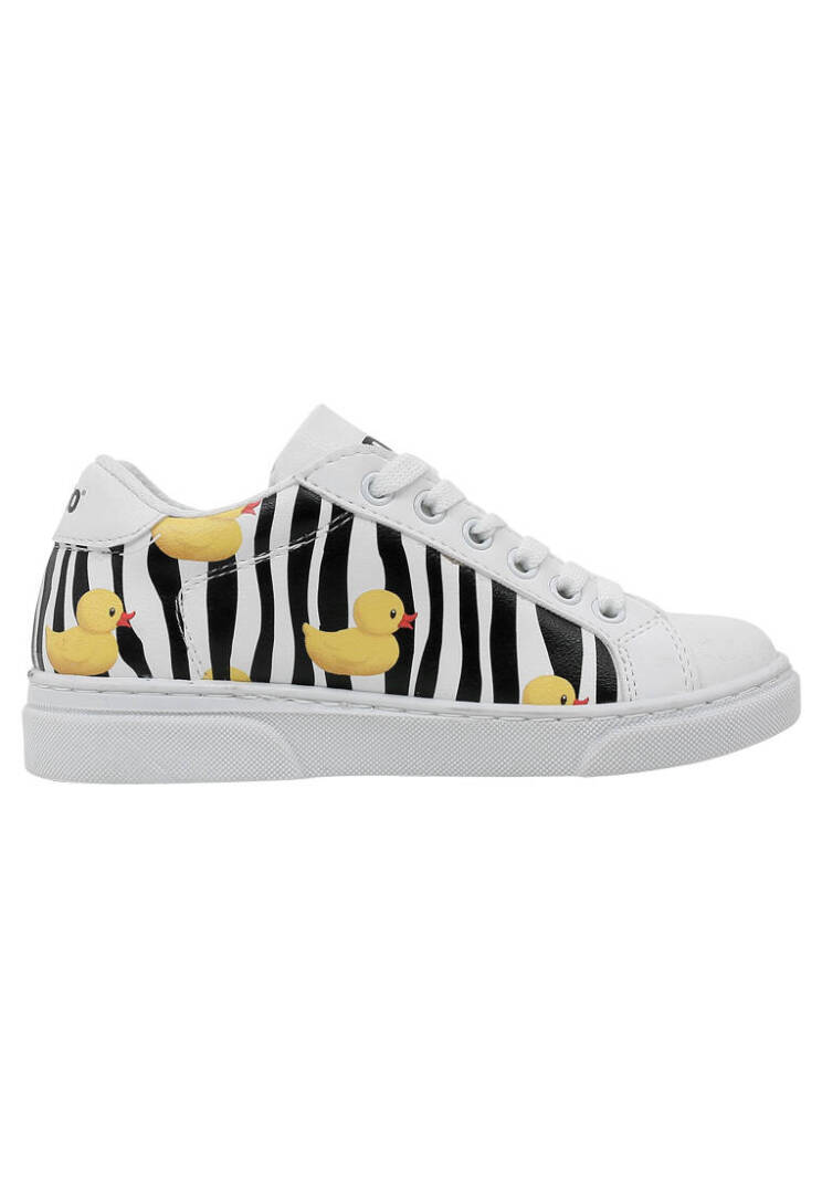 Unisex Kids Vegan Leather White Sneakers - Ducky - 4