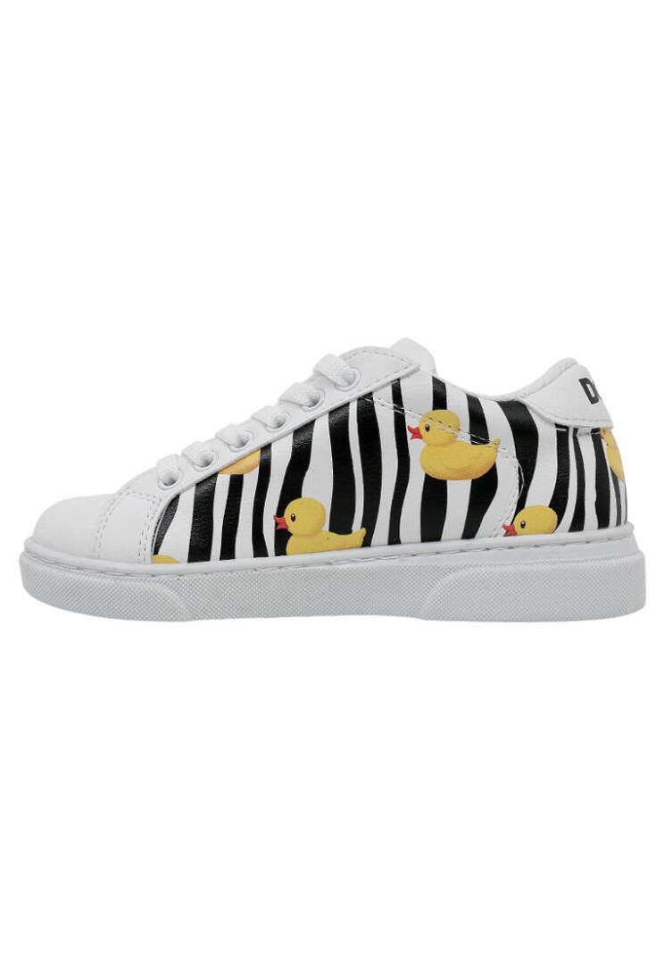 Unisex Kids Vegan Leather White Sneakers - Ducky - 5