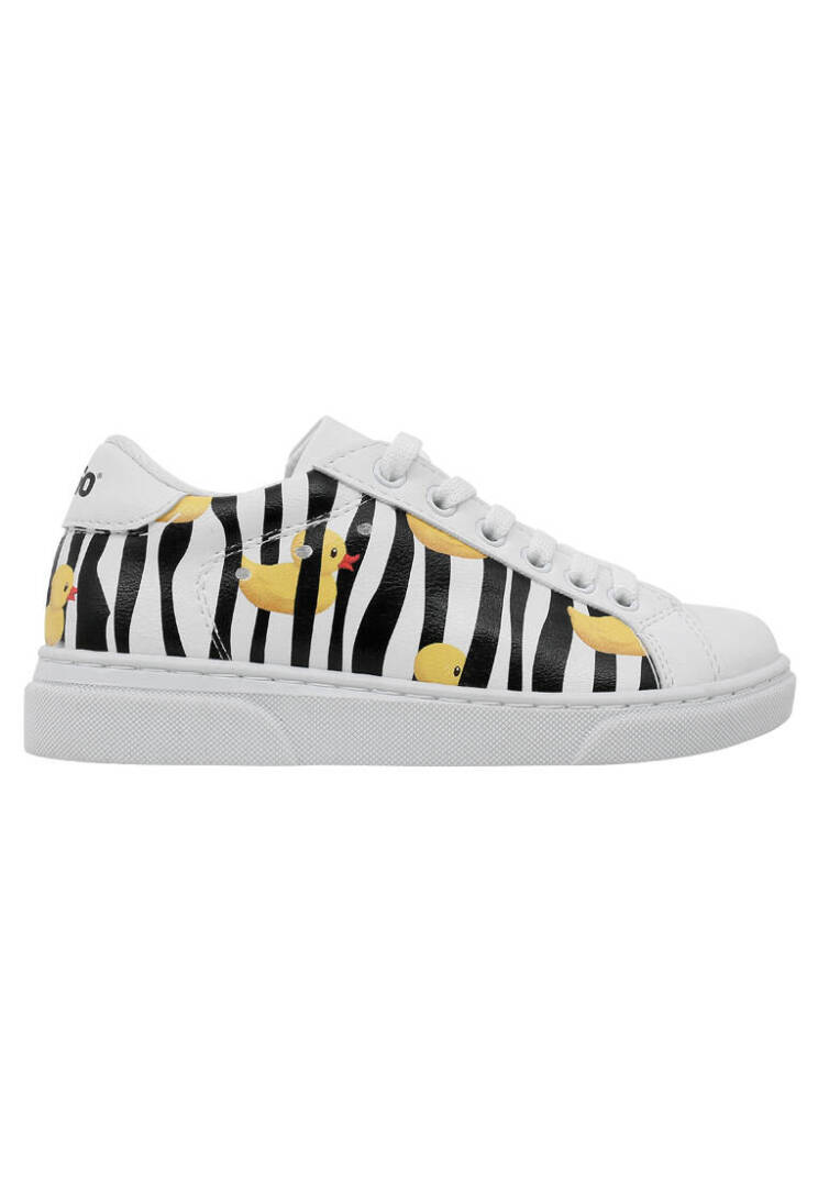 Unisex Kids Vegan Leather White Sneakers - Ducky - 6