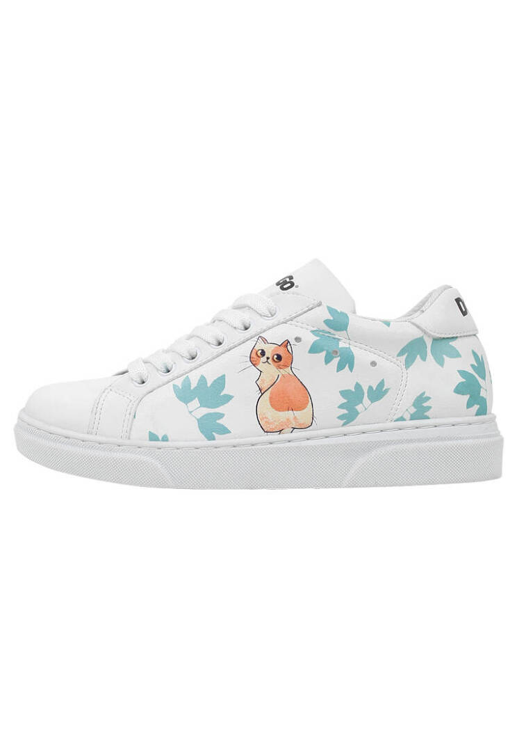 Unisex Kids Vegan Leather White Sneakers - Everything is Gonna Be Purrfect - 2