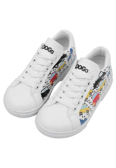 Unisex Kids Vegan Leather White Sneakers - Just Go Somewhere - 2