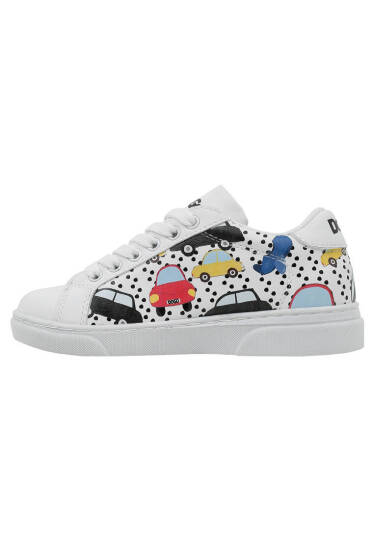 Unisex Kids Vegan Leather White Sneakers - Just Go Somewhere - 4