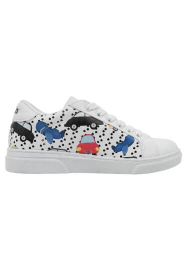 Unisex Kids Vegan Leather White Sneakers - Just Go Somewhere - 5