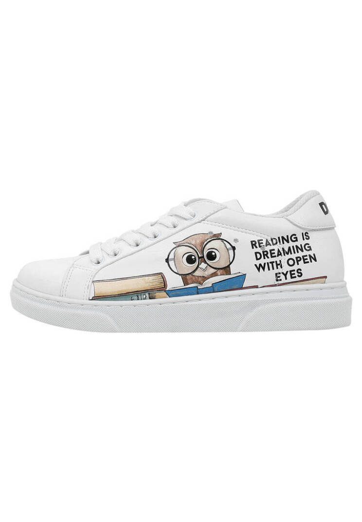 Unisex Kids Vegan Leather White Sneakers - The Wise Owl - 3