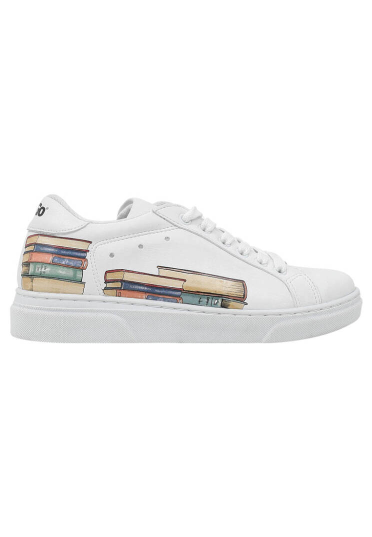 Unisex Kids Vegan Leather White Sneakers - The Wise Owl - 4