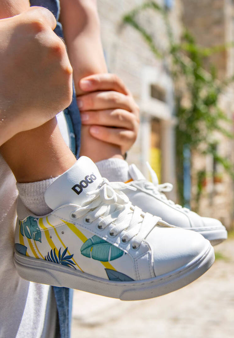 Unisex Kids Vegan Leather White Sneakers - To the Beach - 1
